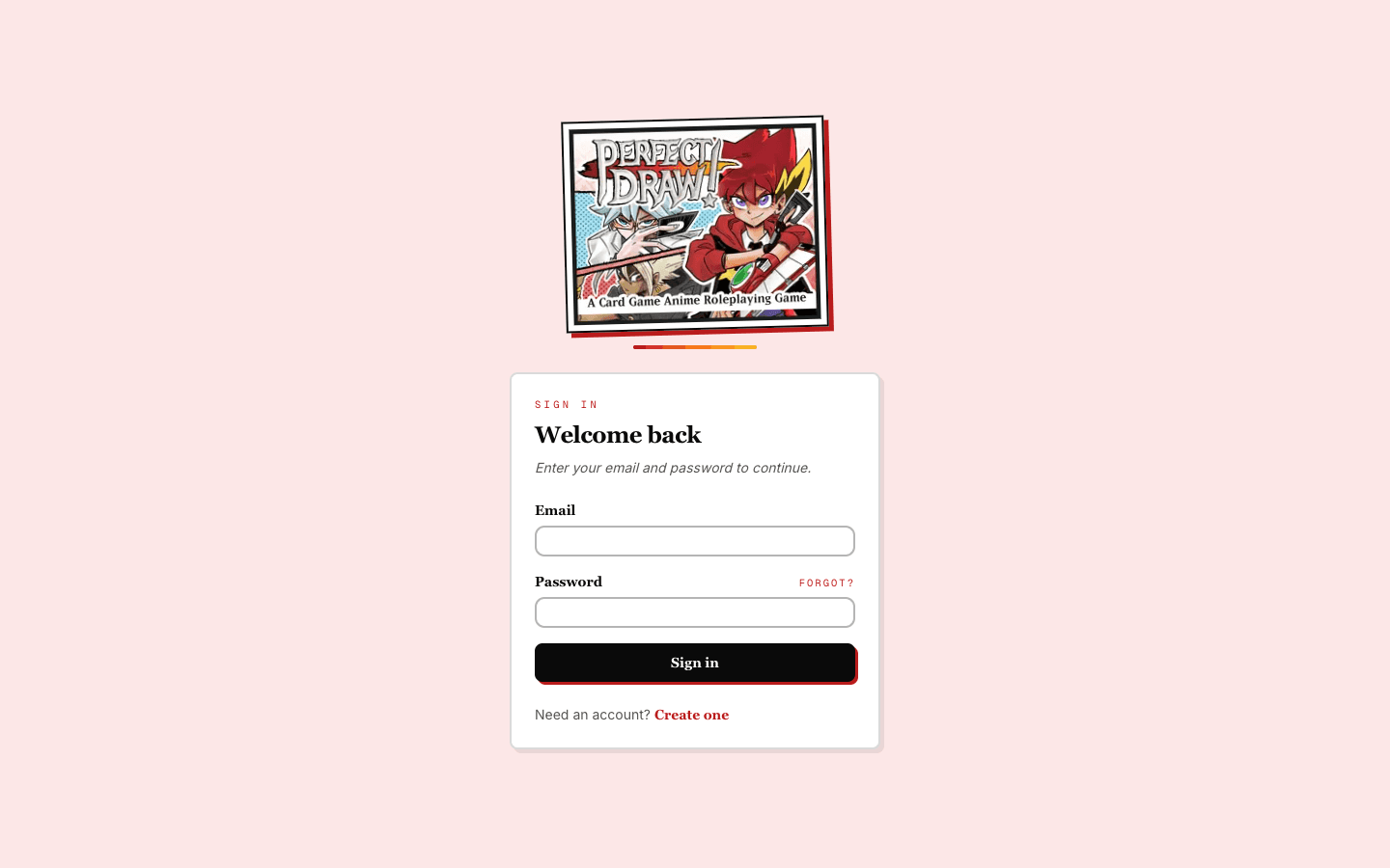 The sign in page